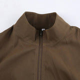 Waist-Cinching Zipper Stand-Up Collar Jacket