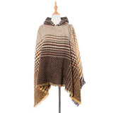 NEW HERRINGBONE GRADIENT HOODED CAPE SHAWL_CWASC1203