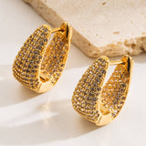 U-Shaped Starry Hoop Earrings Gold-Plated Brass_Cwmm8535