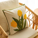 Yello Floral Embroidered Pillowver For Sofa/Bed_Cwmm7694