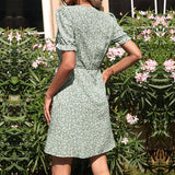 V-Neck Print Lady Mori One-Piece Dress