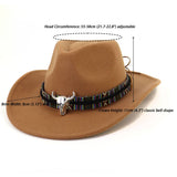 BULL HEAD DECOR WIDE BRIM WESTERN COWBOY HAT_CWAH1769
