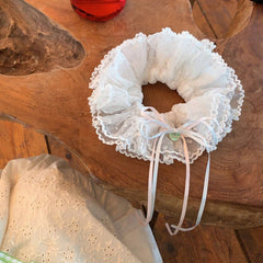 SWEET TULLE LACE BOW SCRUNCHIE HAIR TIE_CWAHA5512