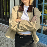 Vintage Lapel Cargo Baggy Zip-Up Cardigan Jacket