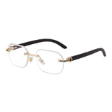 CUT EDGE RIMLESS FAUX WOOD GRAIN TEMPLE SUNGLASSES_CWASG0617