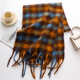 PLAID WINTER SCARF THICK SOFT LONG TASSEL WRAP_CWASC0983