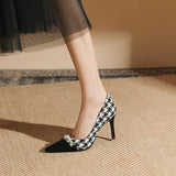 THOUSAND BIRD PLAID SLIM HEEL HIGH HEELS_CWSHH0024