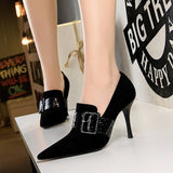 Women Deep High Heels With Belt Buckle