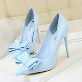 SLIM SHALLOW MOUTH POINTED BOW HIGH HEELS_CWSHH0045