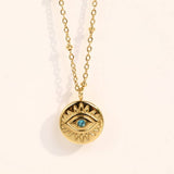 EVIL EYE STAINLESS STEEL GOLD PLATED NECKLACE_CWMM3827