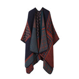 SHAWL SCARF FAUX CASHMERE SLIT CAPE_CWASC2261