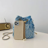 Denim Fashionable Crossbody Bucket Bag