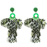 FABRIC FLOWER TASSEL EARRINGS WITH LEOPARD PRINT_CWMM6265