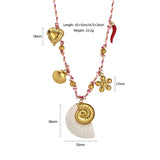 HANDMADE COTTON ROPE NECKLACE WITH SHELL CHARMS_CWMM8811
