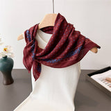 Retro Floral Herringbone Cotton Linen Square Scarf_Cwasc0343