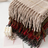 PLAID TASSEL SCARF SOFT WARM FAUX CASHMERE WRAP_CWASC0997