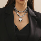 Vintage Heart Shape Pendant Double Layer Necklace
