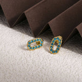 OVAL DIAMOND TITANIUM STEEL EARRINGS_CWMM3669