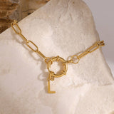 DURABLE 18K GOLD LETTER O LINK CHAIN BRACELET_CWAJE4893