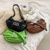 Fashionable Pleated Studded Shoulder Bag_Cwab1578