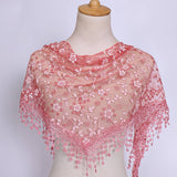 SPRING AND AUTUMN FLORAL HOLLOW LACE TRIANGLE VEIL_CWMM1984