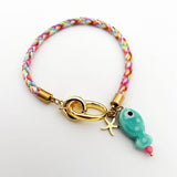 18K GOLD FISH STAR CHARM WOVEN ROPE BRACELET_CWAJE4615
