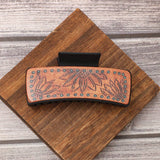 Leather Sunflower Pattern Western Hair Claw Clips_Cwasc1622