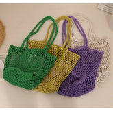 SIMPLE MESH ONE SHOULDER BEACH STRAW BAG_CWAB1884