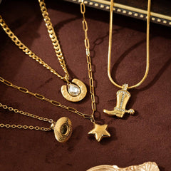 ARTISTIC RETRO COWBOY BOOT PENDANT NECKLACE_CWMM5714