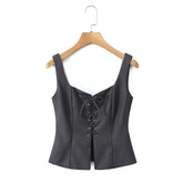 STYLISH TIE STRAP VEST CASUAL FRENCH LOOK_CWTHT0242