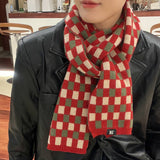 COLORBLOCK CHECKERED KNIT SCARF FOR WOMEN_CWASC1268
