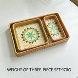 RATTAN COLORFUL SHELL FRUIT TRAY THREE PIECE SET_CWMM4393