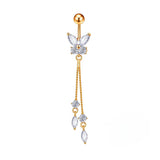SIMPLE BUTTERFLY ZIRCON NAVEL PIERCING RING_CWMM9251