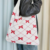 Cwab4567_Bow Knit Large Capacity Tote Bag