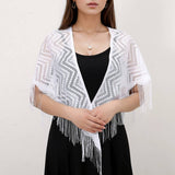 SUMMER WAISTCOAT HOLLOW TASSEL TRIANGLE SHAWL_CWMM1997