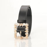 ROSE PATTERN RHINESTONE BUCKLE BELTS FOR WOMEN_CWABE0404