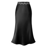 LACE WAIST SATIN SKIRT ELASTIC HIP LONG SKIRT_CWBSS0406