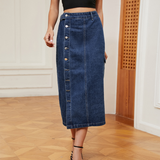 Trendy Denim Cargo Skirt Women Elastic Waist_Cwjsk0195