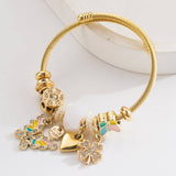 ADJUSTABLE STEEL BRACELET WITH BUTTERFLY CLOVER_CWMM8600