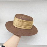 HIGH GRADE SATIN FLAT TOP SUN HAT FOR WOMEN_CWAH3447