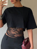 Lace Patch Slim Fit Tee_CWTTS00940
