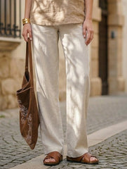 Linen High Waist Straight Pants_CWBLP01687