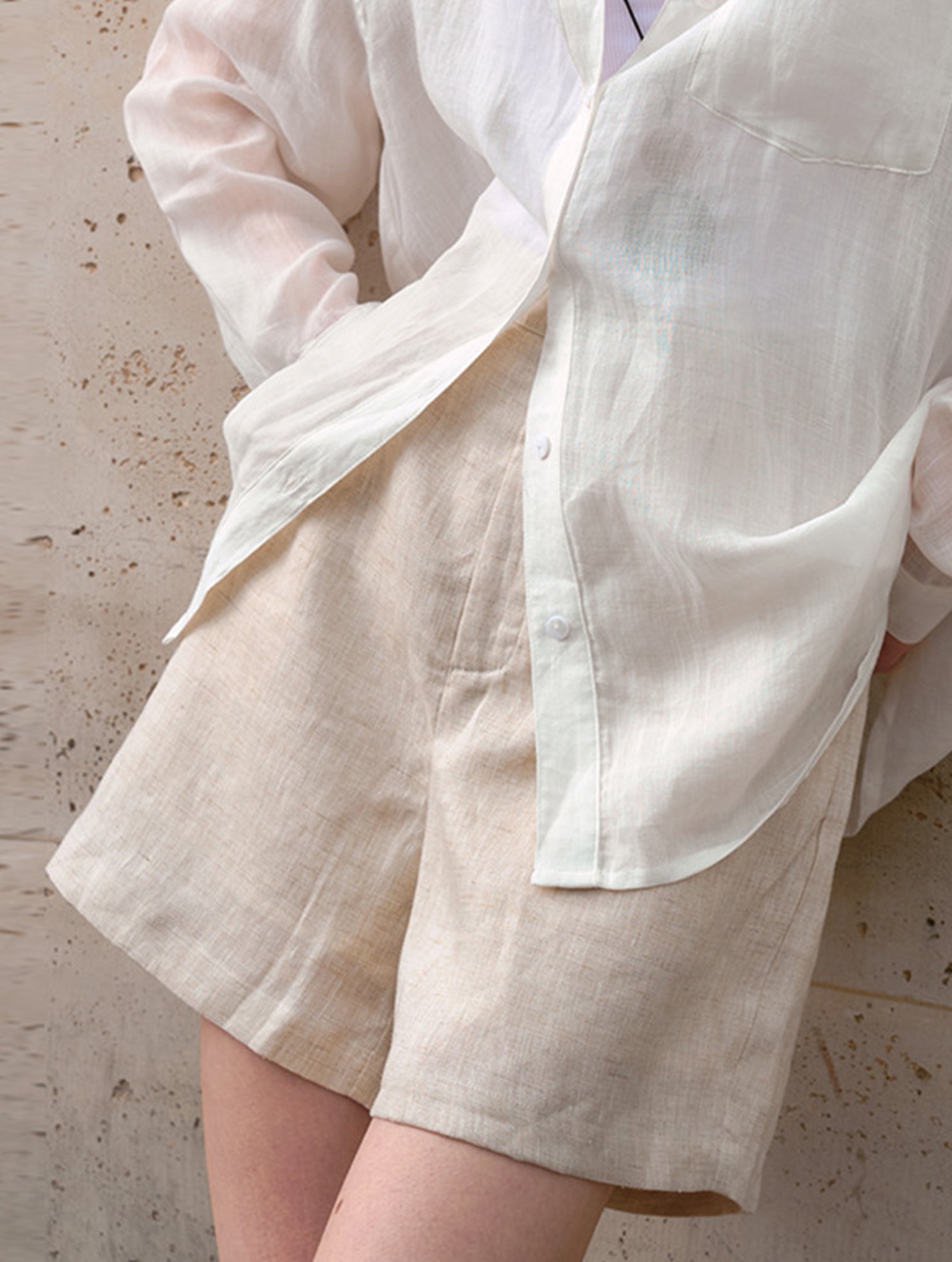 Linen Loose Fit Shorts_CWBSP00729