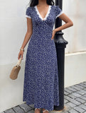 Lace Patch Floral V Neck Maxi Dress_CWDMD02895