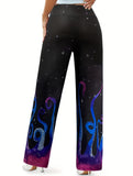 Star Print Flare Knit Pants_CWBLP01675