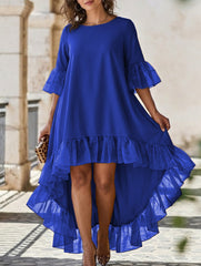 Lace Patch Irregular Party Dress_CWDMD02857