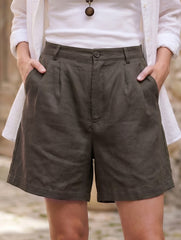 Linen Loose Fit Shorts_CWBSP00729