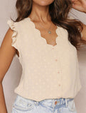 V Neck Flutter Sleeve Blouse_CWTSTS00915