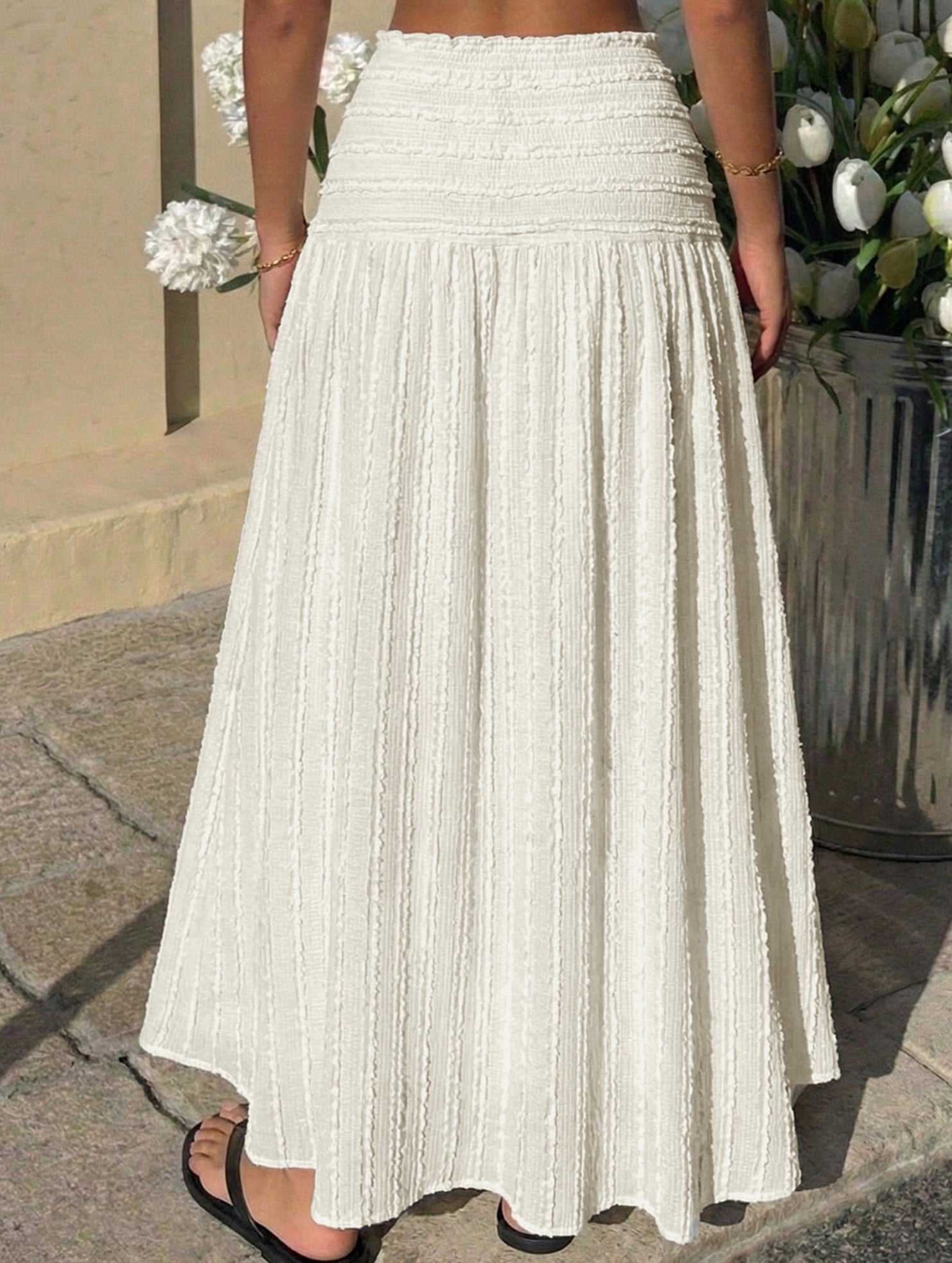 Solid A Line Midi Skirt_CWBLS00922