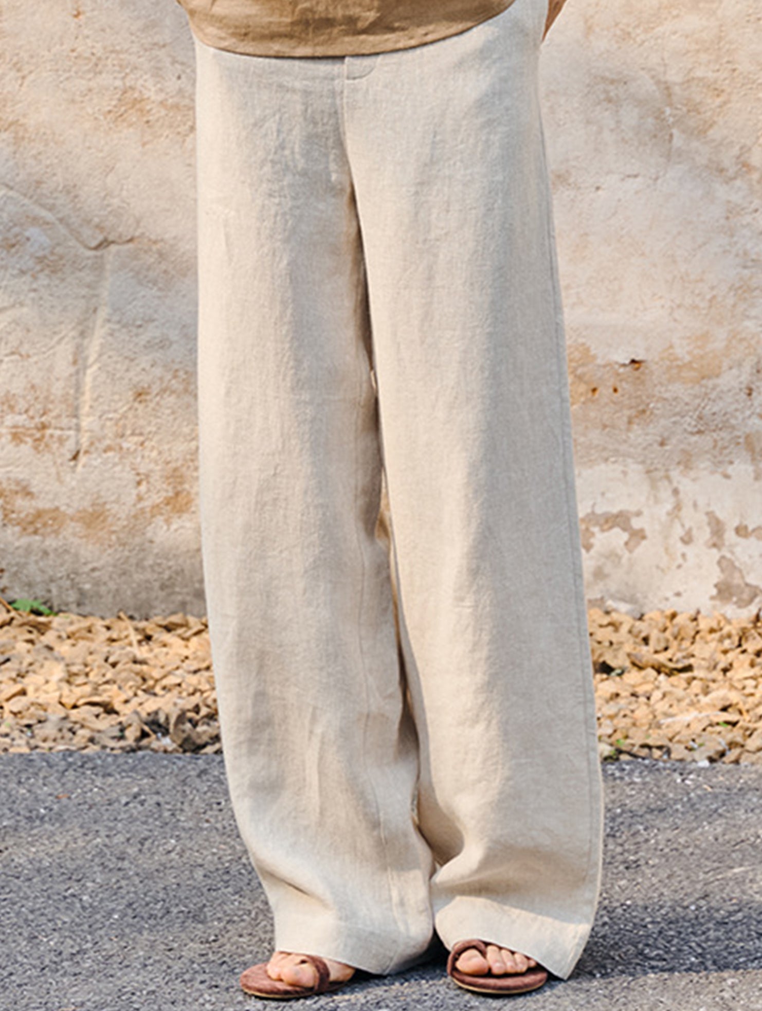 Linen High Waist Straight Pants_CWBLP01687